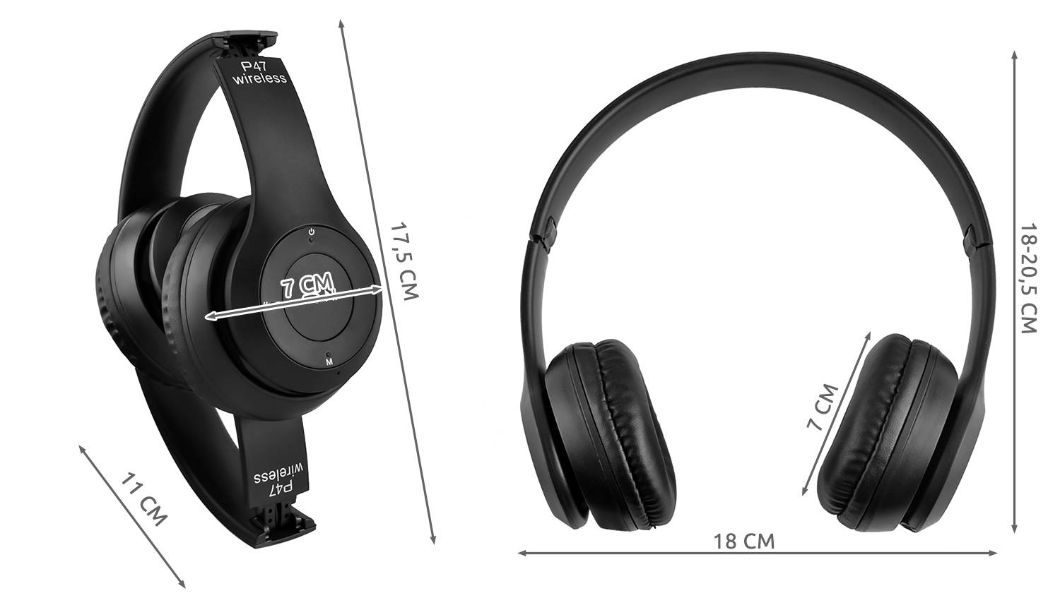 P47 Bluetooth-os akkus fejhallgató headset MP3 lejátszó – fekete (5)