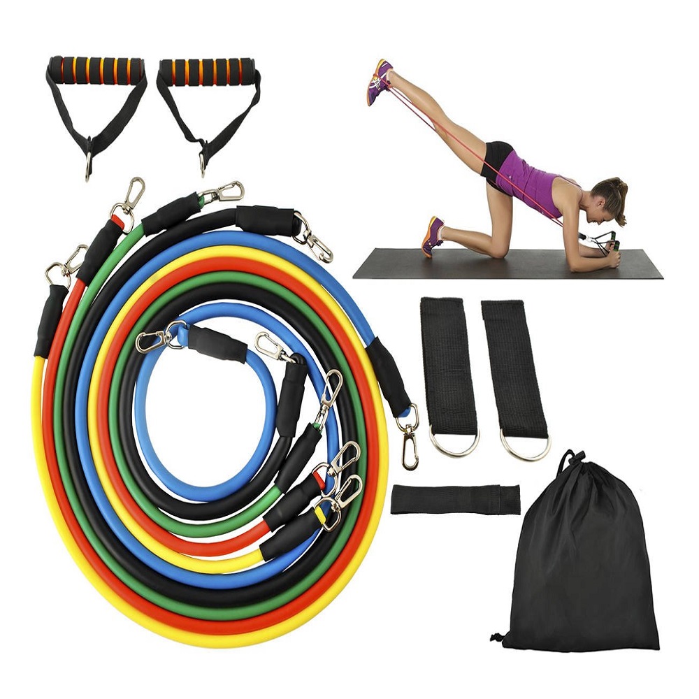 5 darabos rugalmas gumikötél készlet edzéshez – 5 nehézségi fokozattal, praktikus táskával (BB-5865) (5)