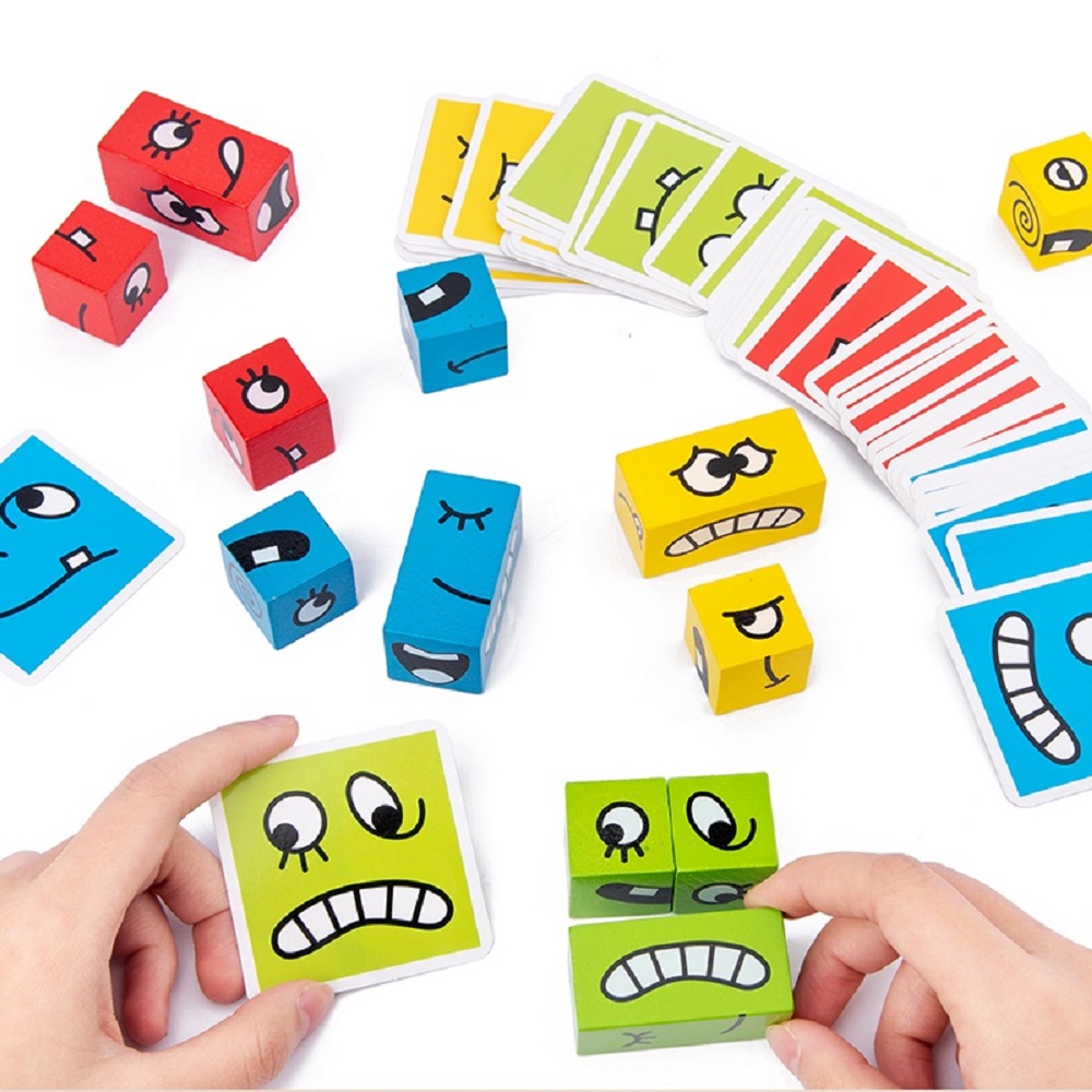 Készségfejlesztő fa kirakó arckifejezésekkel – emoji fejlesztő játék (1)
