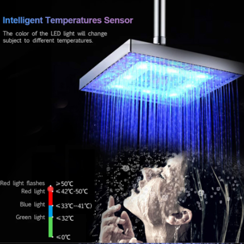 RGB négyzet alakú színváltós LED zuhanyfej 3