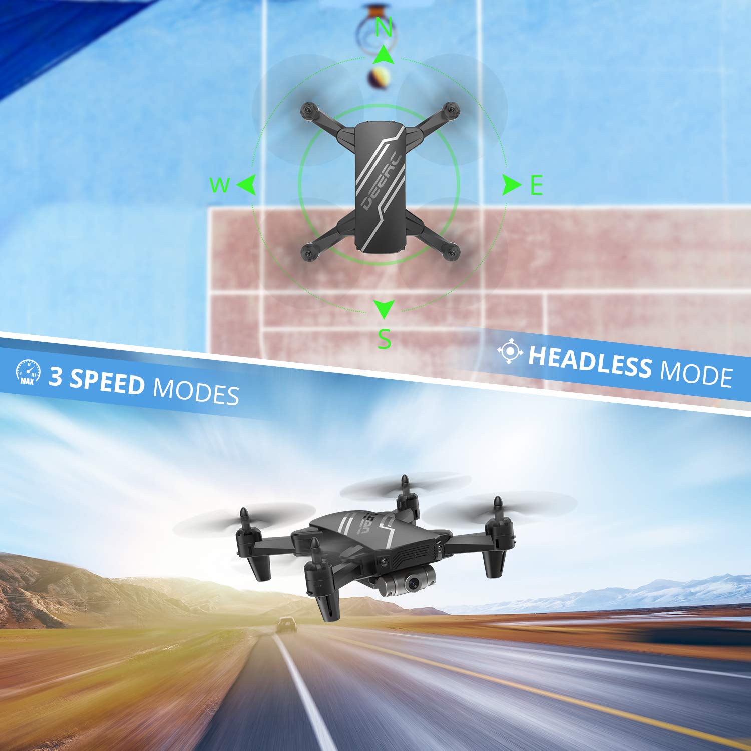 DeercD20 kamerás mini drón távirányítóval – 360°-ban átfordul (5)