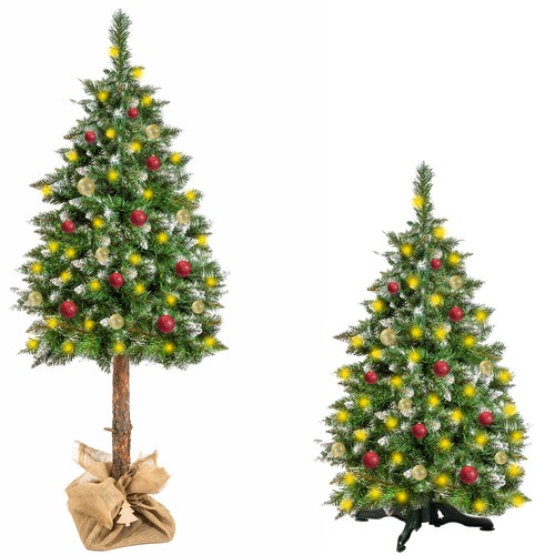160 cm-es havas hatású prémium műfenyő – 3D hatású fából készült törzzsel és karácsonyfa talppal (BB-19962) (7)
