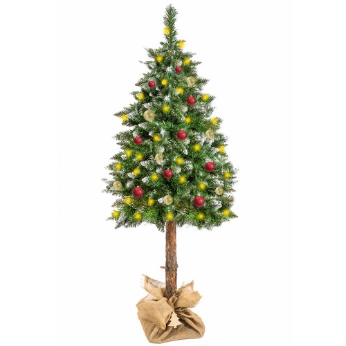 160 cm-es havas hatású prémium műfenyő – 3D hatású fából készült törzzsel és karácsonyfa talppal (BB-19962) (9)