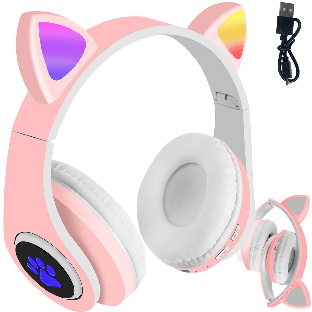 Cicafüles vezeték nélküli fejhallgató – rózsaszín (BB-16865) (3)