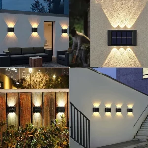 Hangulatos, kültéri fali lámpa szett napelemmel - 2 db 10 LED-es dekor szolár lámpa (BBV) - Image 3