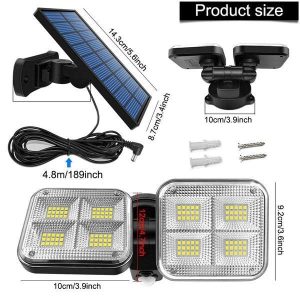 BB-JD-2109 kétoldalú, forgatható napelemes mozgásérzékelős reflektor - 120 LED-del és 270°-os bevilágítási szöggel (BBV) - Image 9