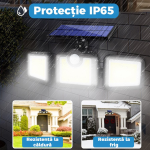 122 SMD LED-es 3 Fejes napelemes kültéri fali lámpa mozgásérzékelővel (BBJH) - Image 8