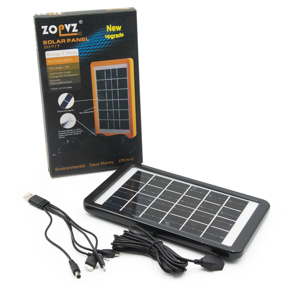 3,5W teljesítményű 5 töltőfejes szolár panel – 23,5 x 14 cm napelemes töltő panel (BBV) (3)