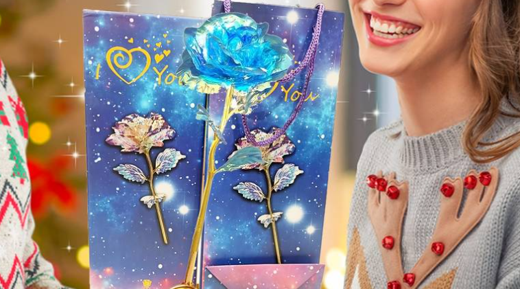 Aranyozott LED-es örök rózsa díszdobozban – kiváló ajándék nőknek 3