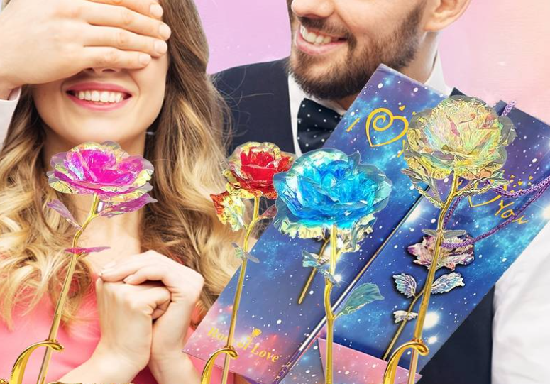 Aranyozott LED-es örök rózsa díszdobozban – kiváló ajándék nőknek 4