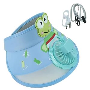 Békás gyerek napvédő sapka beépített ventilátorral – 3 sebességes, extra széles karimával - Image 7