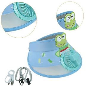 Békás gyerek napvédő sapka beépített ventilátorral – 3 sebességes, extra széles karimával - Image 3