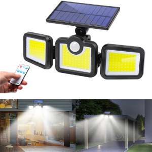 171 COB LED-es napelemes fali lámpa, fény- és mozgásérzékelővel, távirányítóval JD-2959A (BBV) - Image 1