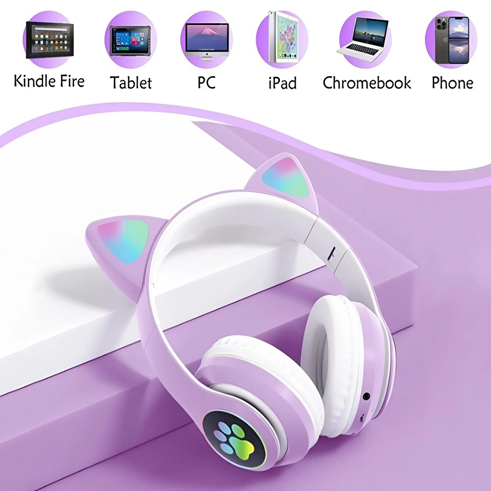 Cicafüles_vezeték_nélküli_fejhallgató_lila