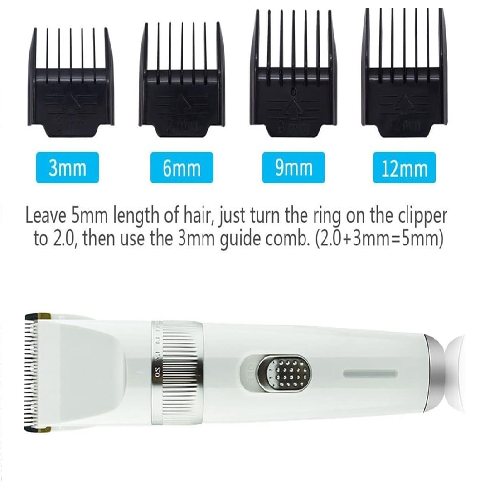 Csendes, újratölthető vezeték nélküli elektromos szőrnyíró készlet kutyáknak és macskáknak- fehér 2