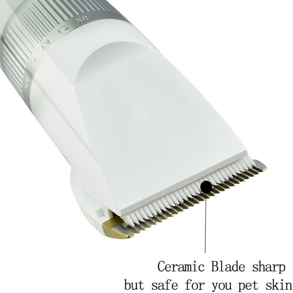 Csendes, újratölthető vezeték nélküli elektromos szőrnyíró készlet kutyáknak és macskáknak- fehér 3