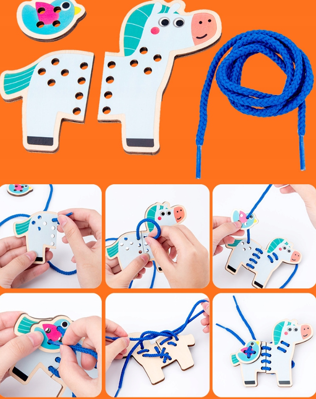 Fából készült interaktív fűzőkártyás játék 8