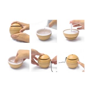 Gömb alakú ultrahangos aroma diffúzor világosbarna színben LED világítással - 130 ml (BBV) - Image 11