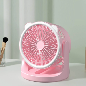 Hordozható mini újratölthető asztali ventilátor praktikus LED lámpával - 180°-ban forgatható, 3 sebességes (BBJH) - Image 11
