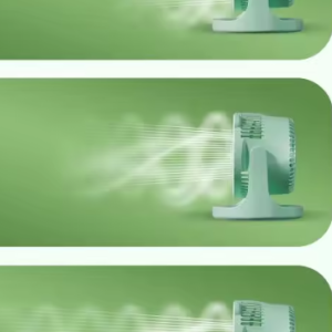 Hordozható mini újratölthető asztali ventilátor praktikus LED lámpával - 180°-ban forgatható, 3 sebességes (BBJH) - Image 7