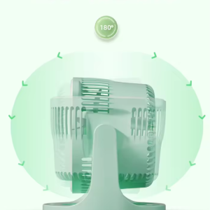 Hordozható mini újratölthető asztali ventilátor praktikus LED lámpával - 180°-ban forgatható, 3 sebességes (BBJH) - Image 6
