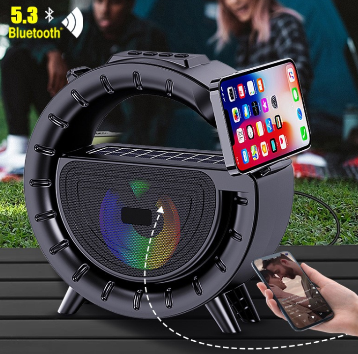 Innovatív hordozható napelemes vezeték nélküli Bluetooth hangszóró lámpával és praktikus vállra akasztható pánttal 10