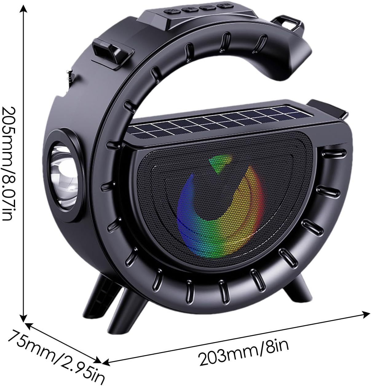 Innovatív hordozható napelemes vezeték nélküli Bluetooth hangszóró lámpával és praktikus vállra akasztható pánttal 4