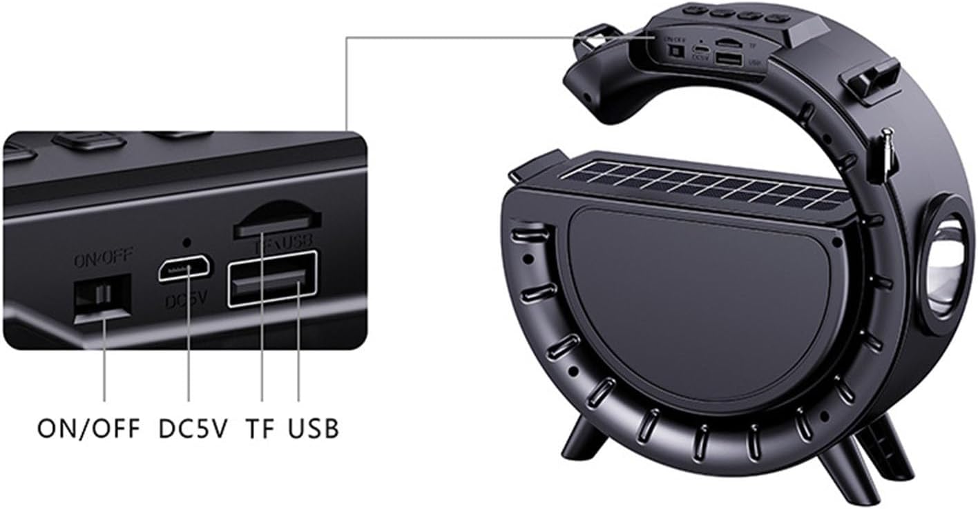 Innovatív hordozható napelemes vezeték nélküli Bluetooth hangszóró lámpával és praktikus vállra akasztható pánttal 5