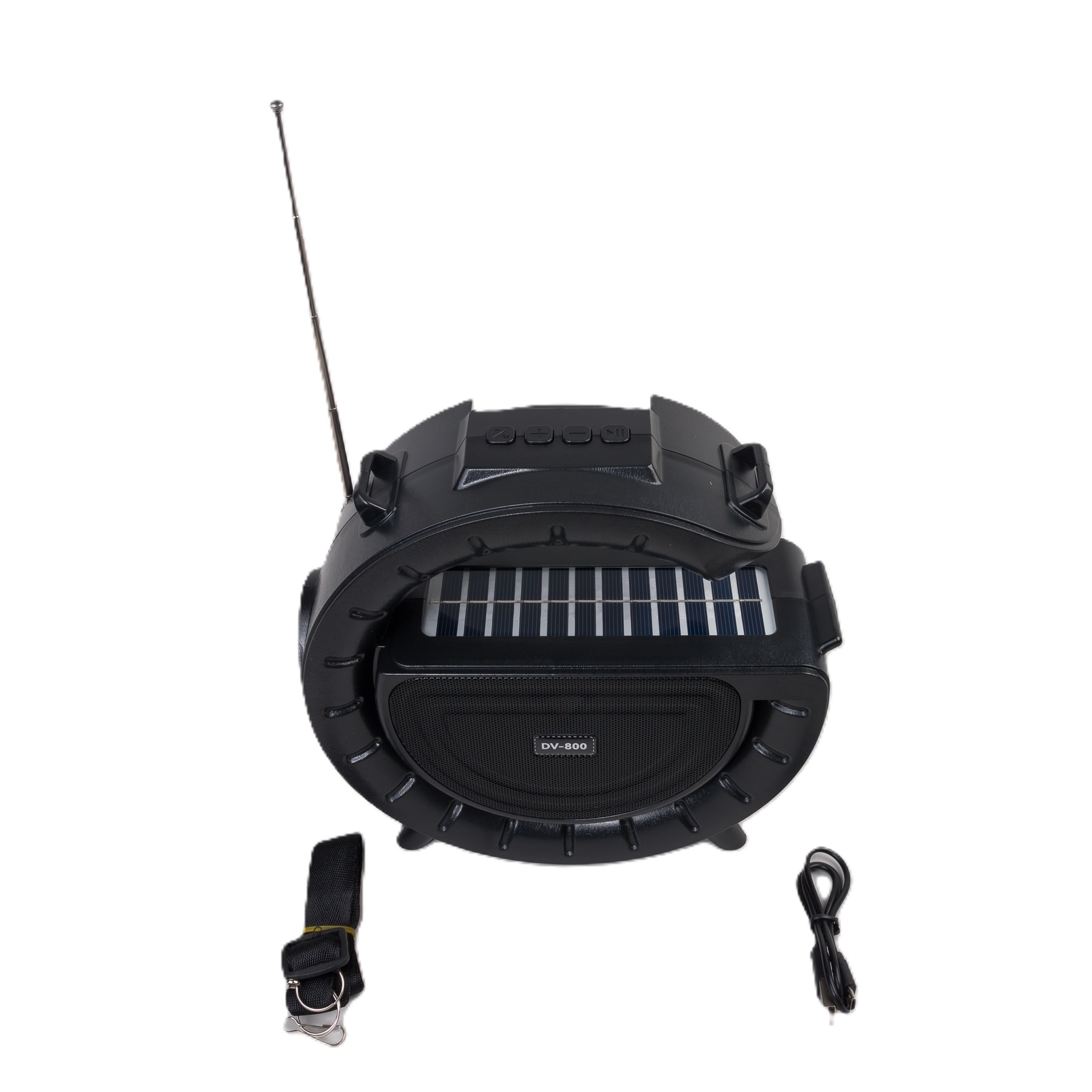 Innovatív hordozható napelemes vezeték nélküli Bluetooth hangszóró lámpával és praktikus vállra akasztható pánttal 7