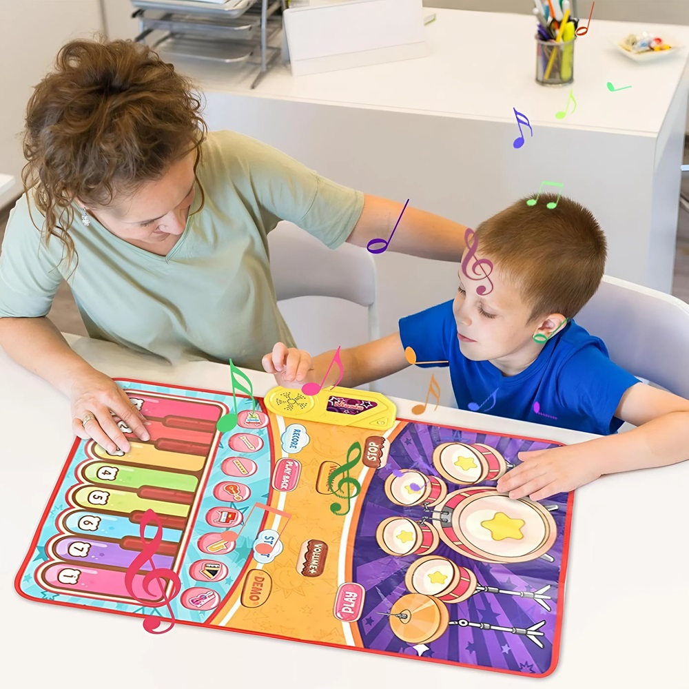 Interaktív zongoradob játszószőnyeg – 2 az 1-ben szórakoztató zenei élmény a gyerekeknek 3