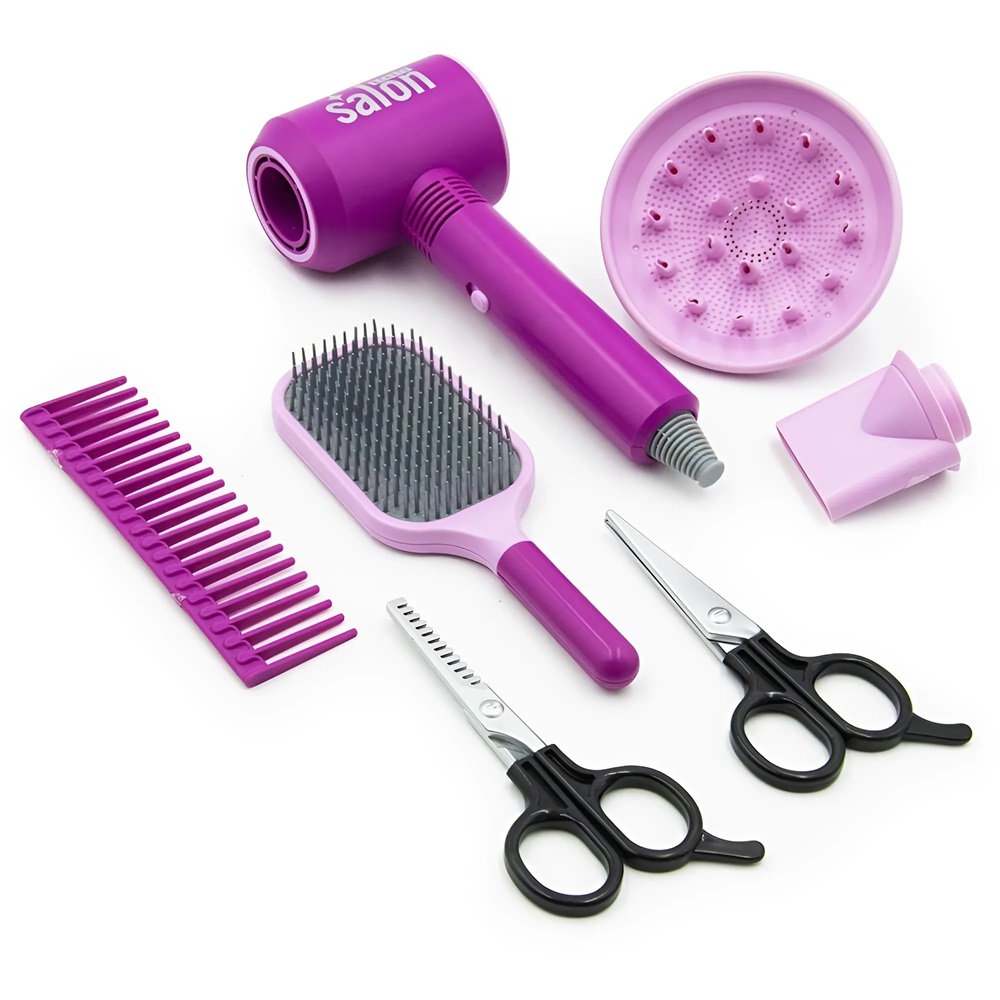 Kreatív fodrász készlet gyerekeknek – játék hajszárító, fésűk és ollók a fantáziadús frizurákhoz (BBJ) 3