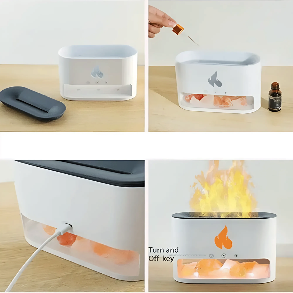 Kristály sókő és lánghatású esszenciális olaj diffúzor – 250 ml USB tápellátású csendes cool mist párásító relaxációhoz KP-023 (THM) 2