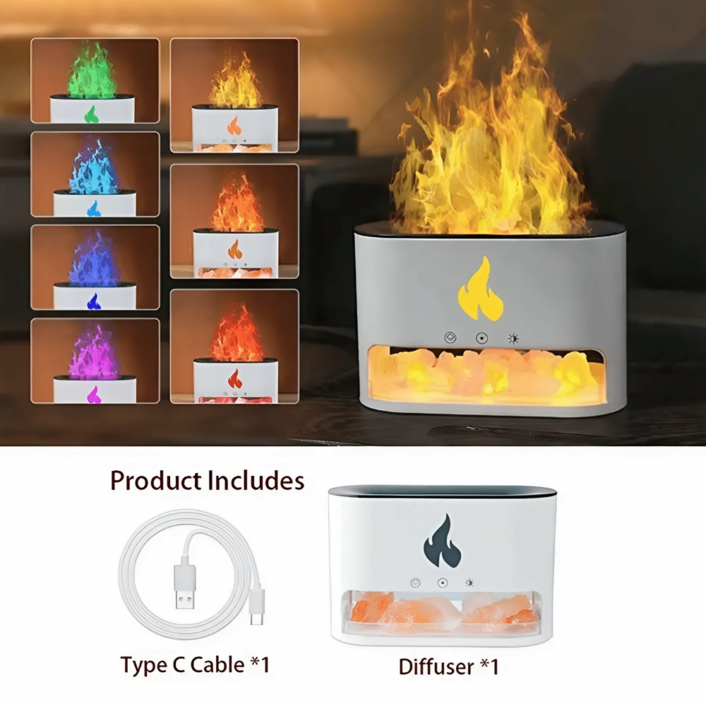 Kristály sókő és lánghatású esszenciális olaj diffúzor – 250 ml USB tápellátású csendes cool mist párásító relaxációhoz KP-023 (THM) 3