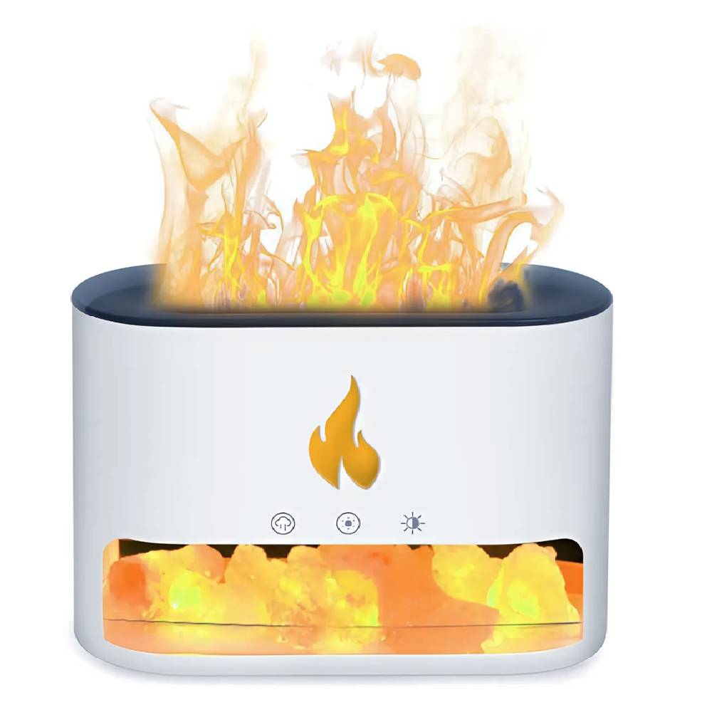 Kristály sókő és lánghatású esszenciális olaj diffúzor – 250 ml USB tápellátású csendes cool mist párásító relaxációhoz KP-023 (THM)