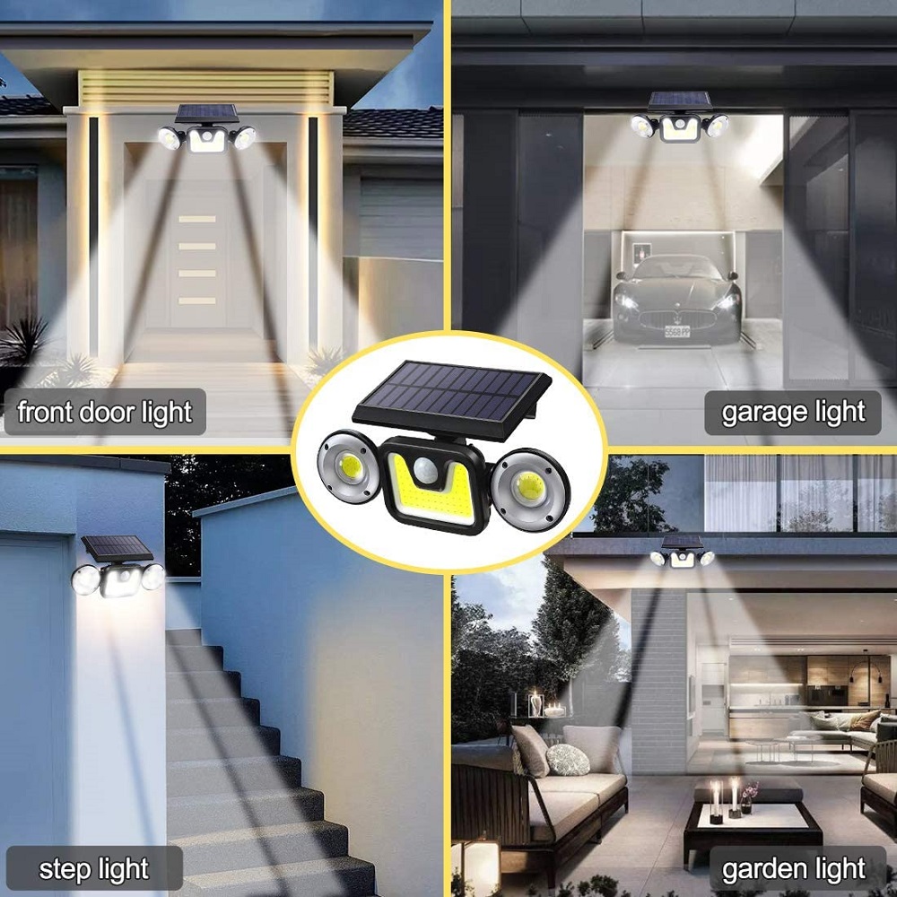 Kültéri napelemes falilámpa – 32+22 COB LED, vízálló mozgásérzékelővel (JY-1729) (BBV) (1)
