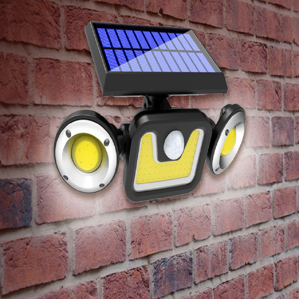 Kültéri napelemes falilámpa – 32+22 COB LED, vízálló mozgásérzékelővel (JY-1729) (BBV) (2)