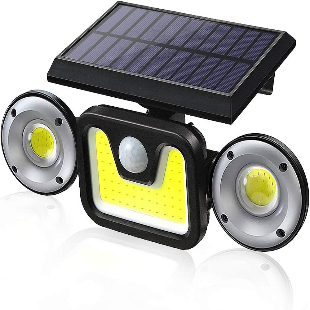 Kültéri napelemes falilámpa – 32+22 COB LED, vízálló mozgásérzékelővel (JY-1729) (BBV) (5)