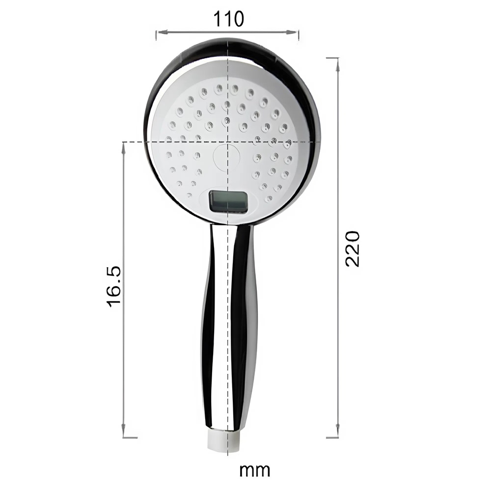 LCD kijelzős víztakarékos zuhanyfej beépített hőmérővel – Intelligens vízkezelés és pontos hőmérséklet-ellenőrzés (BBV) 10