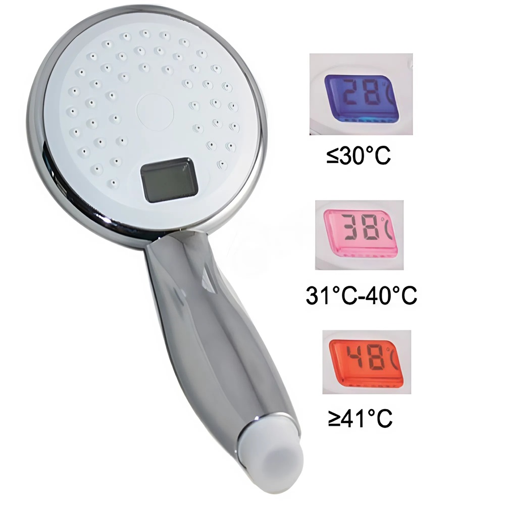 LCD kijelzős víztakarékos zuhanyfej beépített hőmérővel – Intelligens vízkezelés és pontos hőmérséklet-ellenőrzés (BBV) 4
