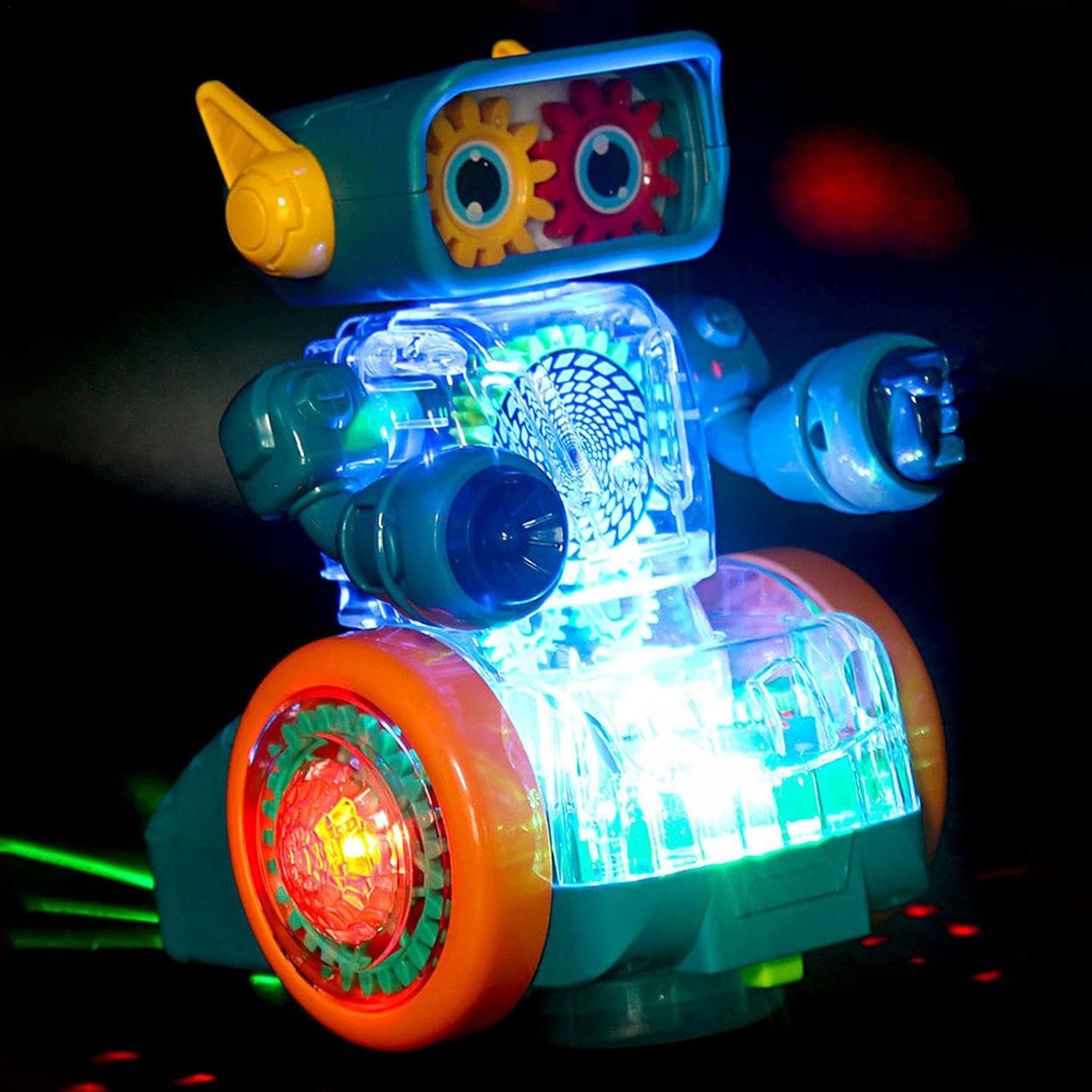 Mechanikus fogaskerék-robot színes világító zenés lámpás játék kicsiknek 1