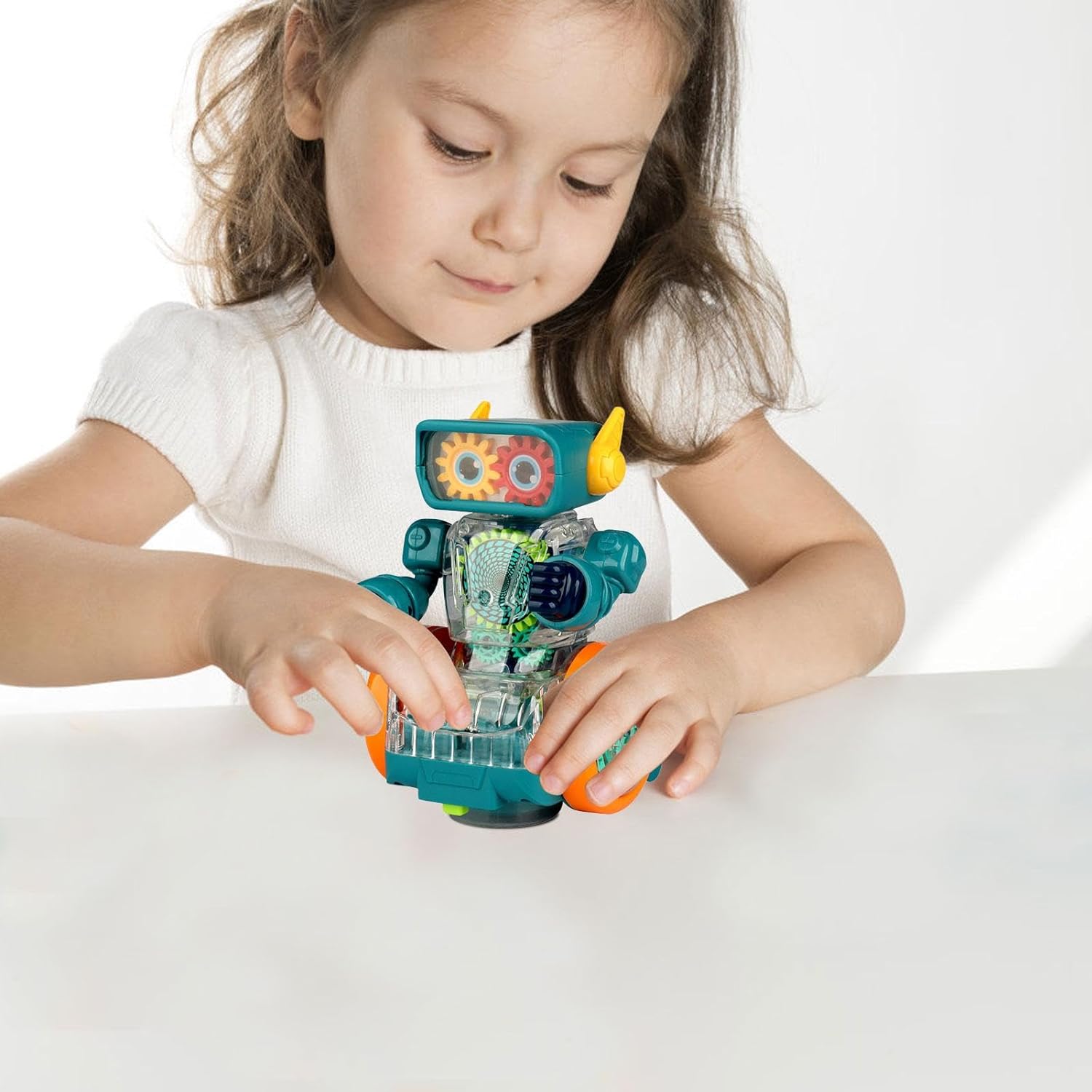 Mechanikus fogaskerék-robot színes világító zenés lámpás játék kicsiknek 2