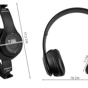 P47 Bluetooth-os akkus  fejhallgató headset MP3 lejátszó - fekete (BBV) - Image 12