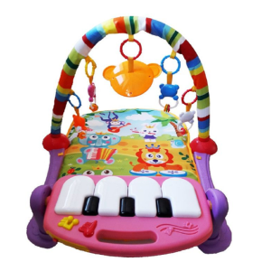 Piano Fitness baba játszószőnyeg - állatos csörgőkkel, hang-, és fényhatásokkal, altatózenével - rózsaszín/lila (BBJ) - Image 7