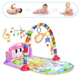 Piano Fitness baba játszószőnyeg - állatos csörgőkkel, hang-, és fényhatásokkal, altatózenével - rózsaszín/lila (BBJ) - Image 4