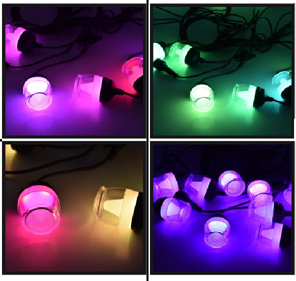 RGB kültéri időjárásálló napelemes dekor Izzósor- 10 darab LED izzó (BBV)2