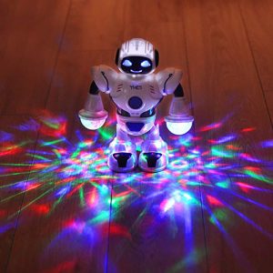 Táncoló, zenélő világító robot - karjában LED lámpákkal, forgó fénysugarakkal HT-01 (BBJ) - Image 5