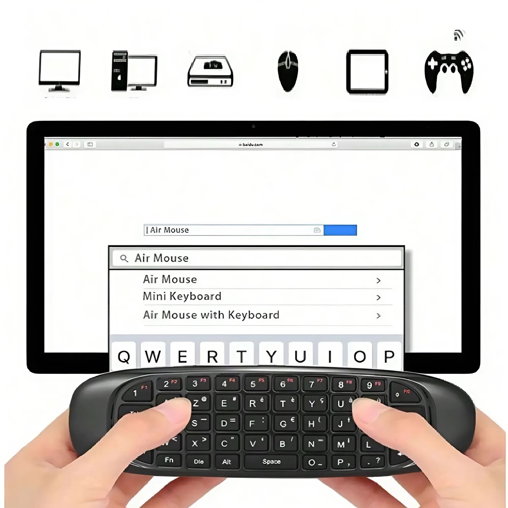 Univerzális vezeték nélküli mini billentyűzet és egér távirányító – tökéletes megoldás TV-hez és okos eszközökhöz 4