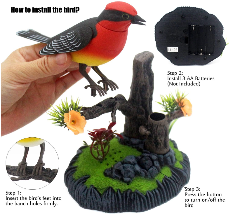 Valósághű csicsergő kismadaras toll és ceruzatartó 7