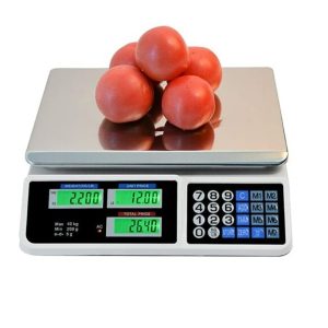 Digitális árazómérleg 40 kg-ig - árszorzós bolti mérleg 3 LCD kijelzővel - 5 gramm pontosság, rozsdamentes acél mérőtálca (BBD)(BBA)(BBKM) - Image 3