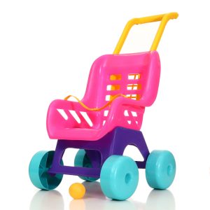 Műanyag játék sport babakocsi biztonsági övvel - járássegítő játék és baba kiegészítő kislányoknak vidám színekben - 42 x 49 x 29 cm (BBJ) - Image 1